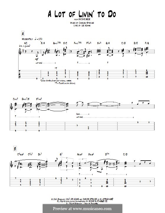 A Lot of Livin' To Do: For guitar with tab by Charles Strouse