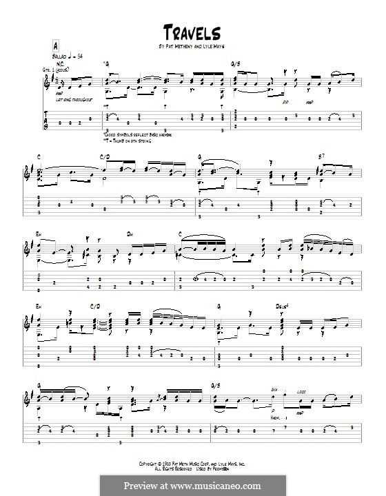 Travels: For guitar with tab by Pat Metheny