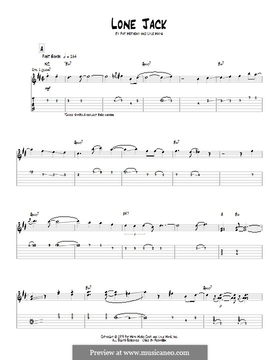 Lone Jack: For guitar with tab by Pat Metheny