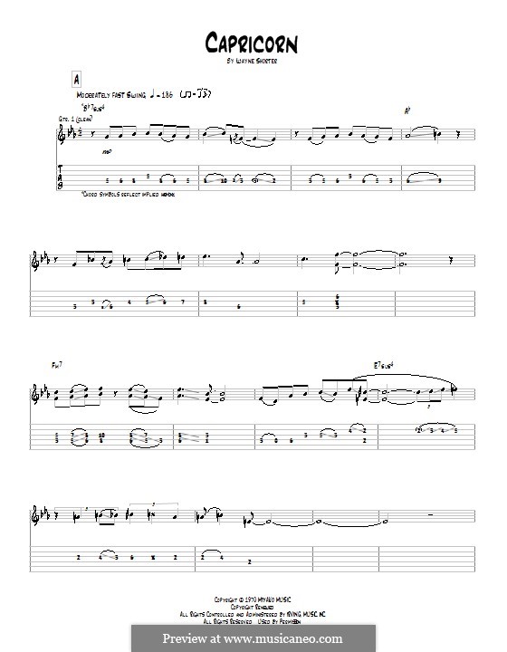 Capricorn (Pat Metheny): For guitar with tab by Wayne Shorter