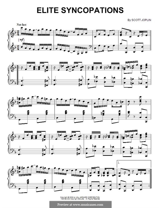 Elite Syncopations: For piano by Scott Joplin