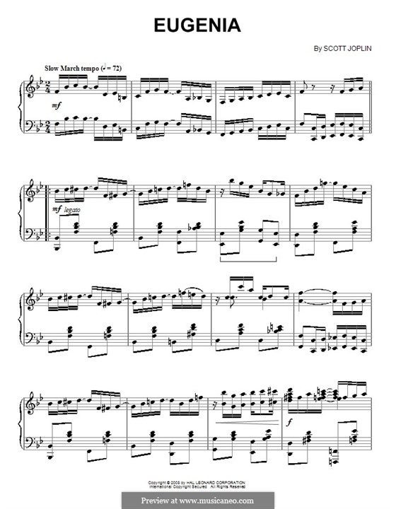 Eugenia: For piano (high quality sheet music) by Scott Joplin