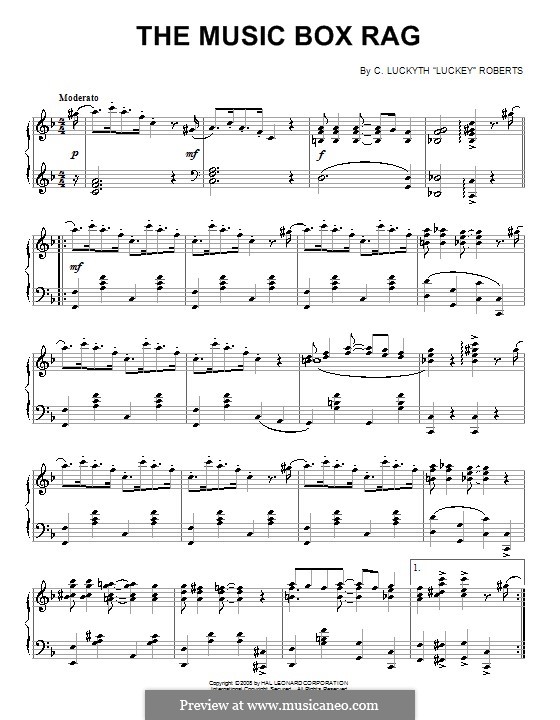 The Music Box Rag: For piano by C. Luckyth Roberts