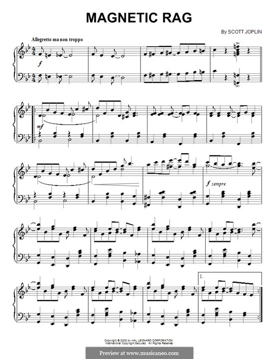 Magnetic Rag: For piano by Scott Joplin