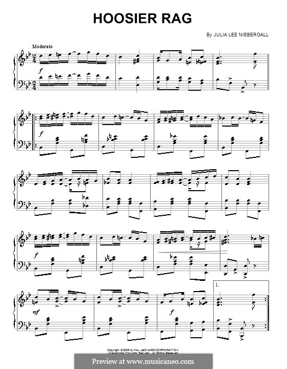 Hoosier Rag: For piano by Julia Lee Niebergall