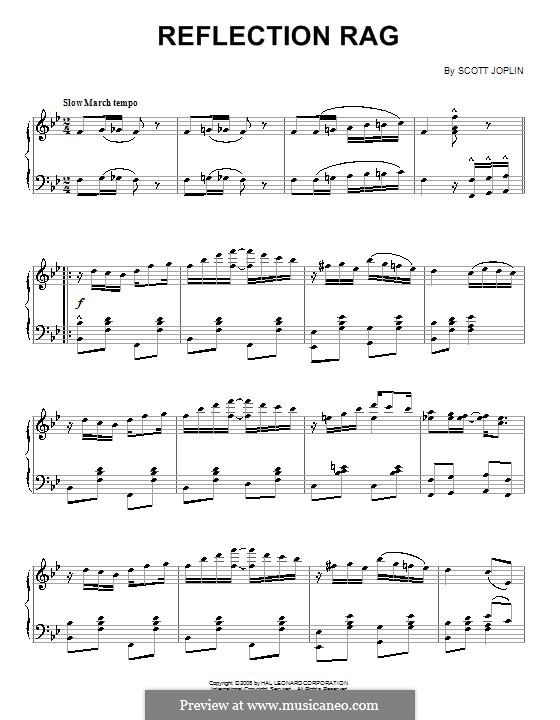 Reflection Rag: For piano (high quality sheet music) by Scott Joplin