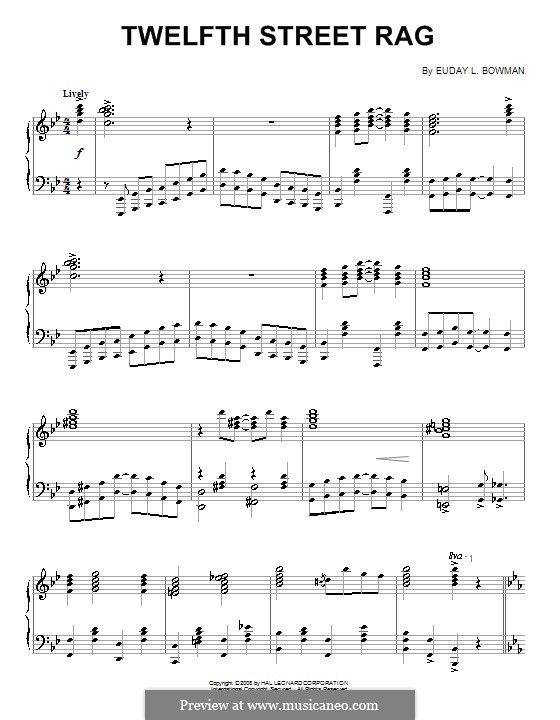 Twelfth Street Rag: For piano by Euday Louis Bowman