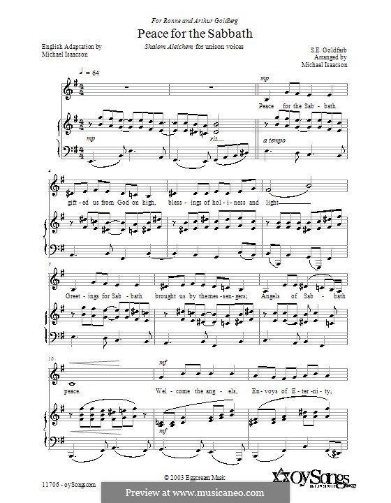 Peace for the Sabbath: For piano by S. Goldfarb