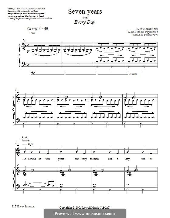 Seven Years: For voice and piano (or guitar) by Susan Colin
