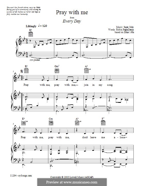 Pray with Me: For voice and piano (or guitar) by Susan Colin