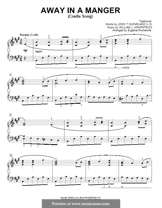 Away in a Manger: For piano by William (James) Kirkpatrick