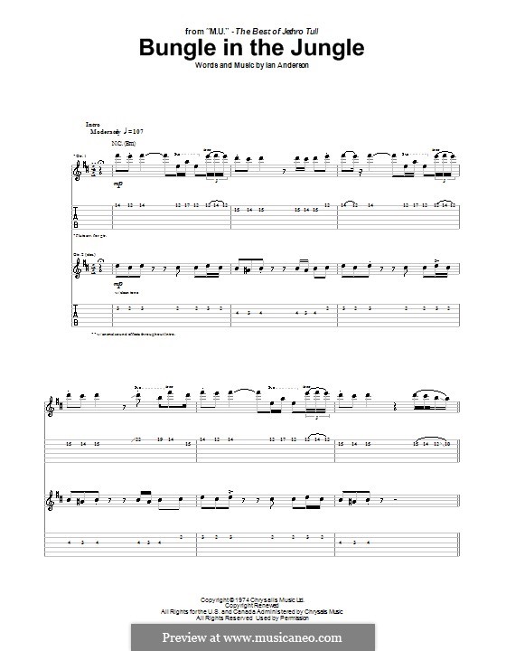 Bungle in the Jungle (Jethro Tull): For guitar with tab by Ian Anderson