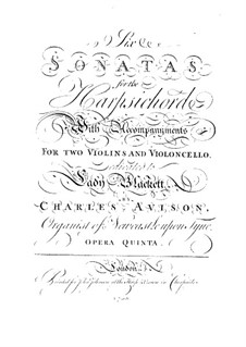 Six Sonatas for Harpsichord, Two Violins and Cello, Op.5: Violins and cello parts by Charles Avison