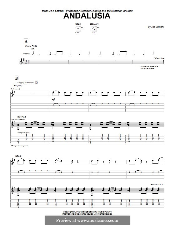 Andalusia: For guitar with tab by Joe Satriani