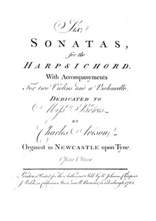 Six Sonatas for Harpsichord, Two Violins and Cello, Op.8: Violin II and cello parts by Charles Avison