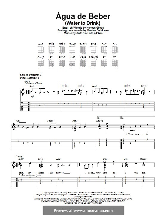 Agua de Beber (Water To Drink): For guitar (very easy version) by Antonio Carlos Jobim