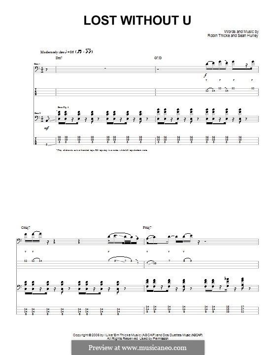 Lost without U: For guitar with tab by Sean Hurley