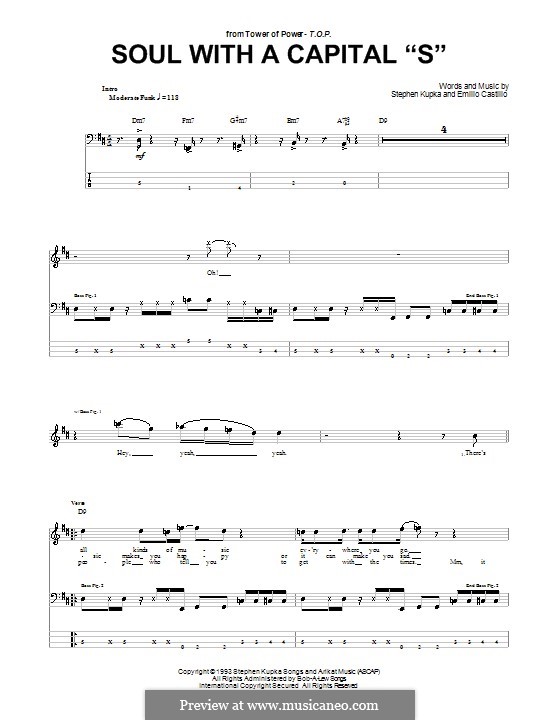 Soul with a Capital 'S' (Tower of Power): For bass guitar with tab by Emilio Castillo, Stephen Kupka