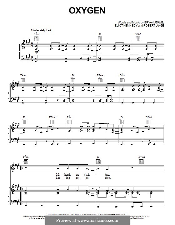 Oxygen: For voice and piano (or guitar) by Eliot Kennedy, Robert John Lange