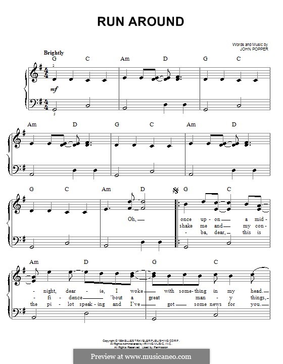 Run Around (Blues Traveler): For easy piano by John Popper