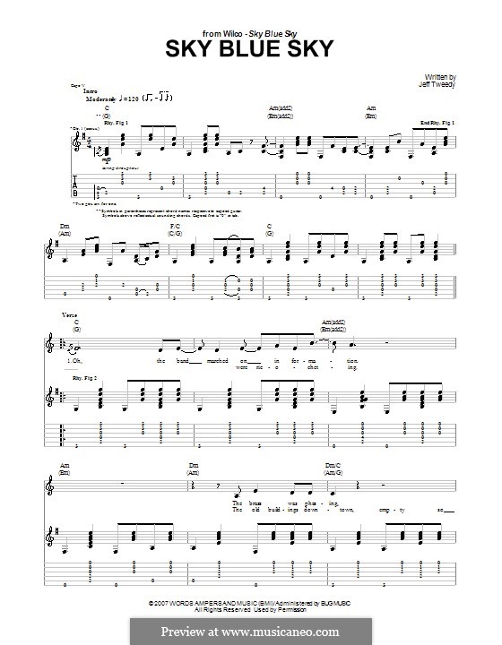 Sky Blue Sky (Wilco): For guitar with tab by Jeff Tweedy