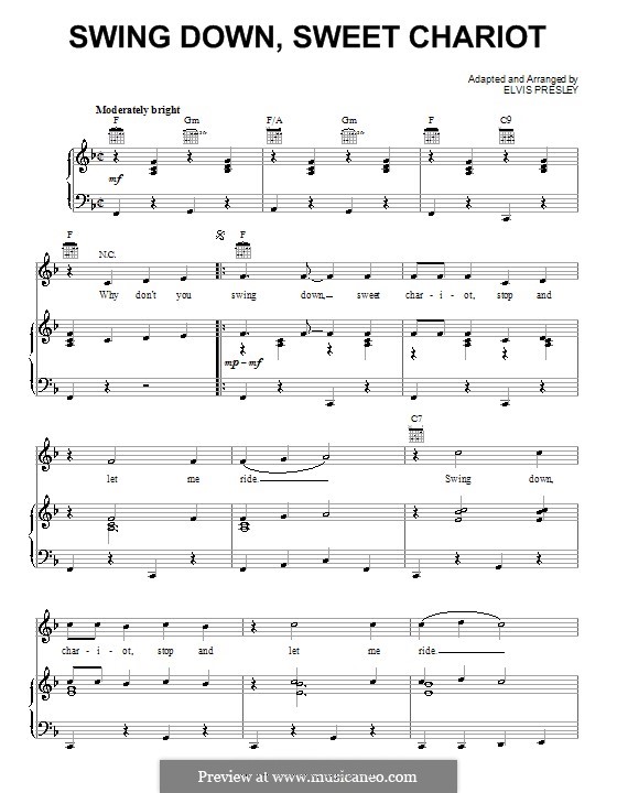Swing Down, Sweet Chariot: For voice and piano (or guitar) by Elvis Presley