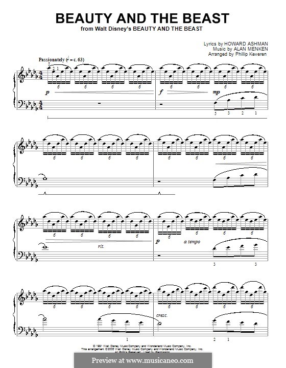 Piano version: For a single performer by Alan Menken