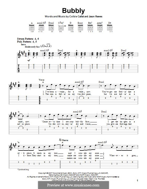 Bubbly: For guitar (very easy version) by Jason Reeves