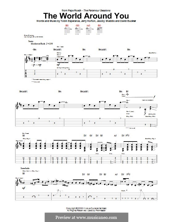 The World Around You (Papa Roach): For guitar with tab by David Buckner, Jacoby Shaddix, Jerry Horton, Tobin Esperance