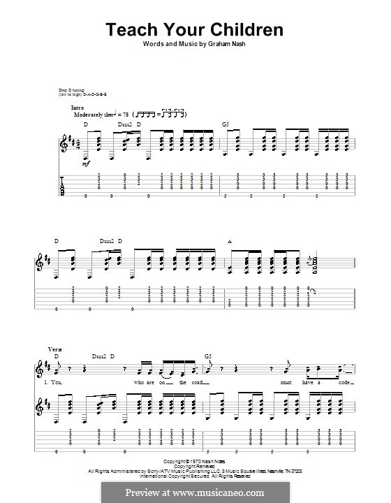 Teach Your Children (Crosby, Stills & Nash): For guitar with tab by Graham Nash