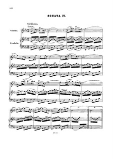 Sonata for Violin and Harpsichord No.4 in C Minor, BWV 1017: Score by Johann Sebastian Bach