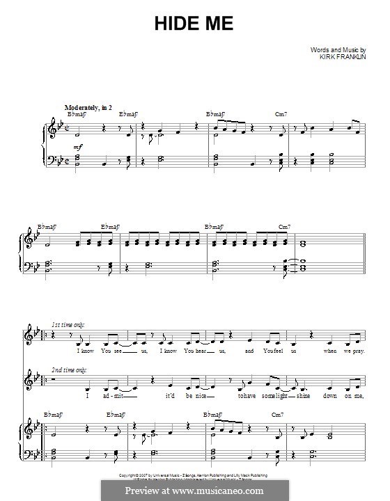 Hide Me: For voice and piano (or guitar) by Kirk Franklin