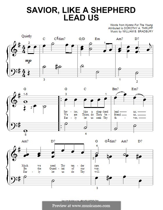 Savior, Like a Shepherd Lead Us: For piano by William Batchelder Bradbury