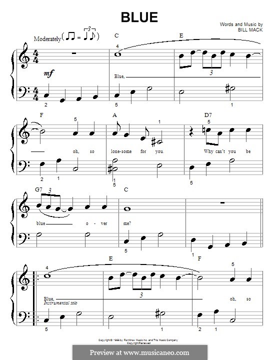 Blue (LeAnn Rimes) by B. Mack sheet music on MusicaNeo