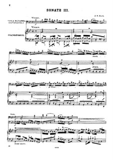 Sonata for Viola da Gamba and Harpsichord No.3 in G Minor, BWV 1029: Score by Johann Sebastian Bach