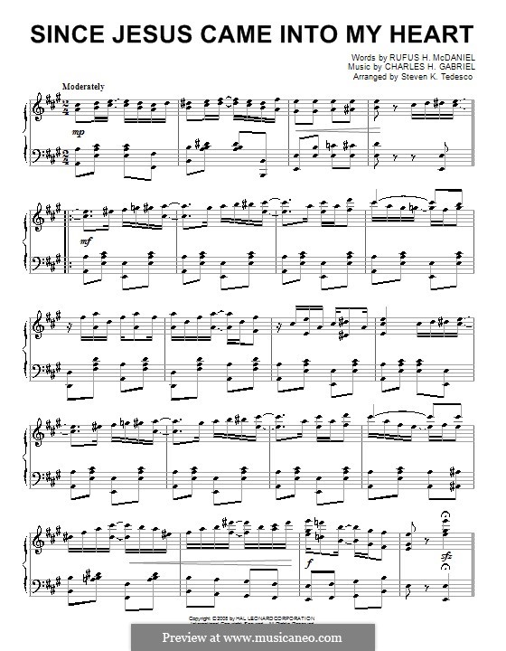 Since Jesus Came Into My Heart: For piano (Steven Tedesco) by Charles Hutchinson Gabriel