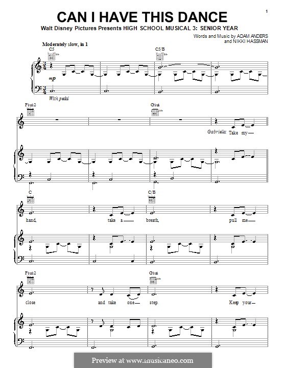 can i have this dance high school musical 3 by a anders n can i have this dance piano sheet music