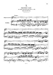 Sonata for Flute and Harpsichord No.3 in A Major, BWV 1032: Full score by Johann Sebastian Bach