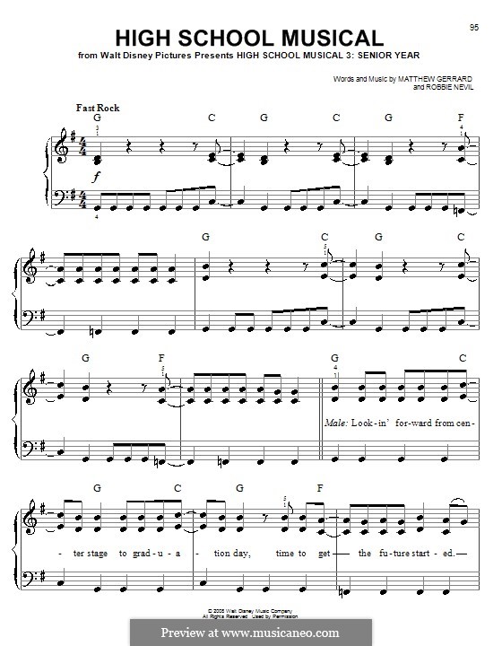 High School Musical (from High School Musical 3): For easy piano by Matthew Gerrard, Robbie Nevil