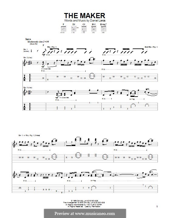 The Maker (Dave Matthews Band): For guitar with tab by Daniel Lanois