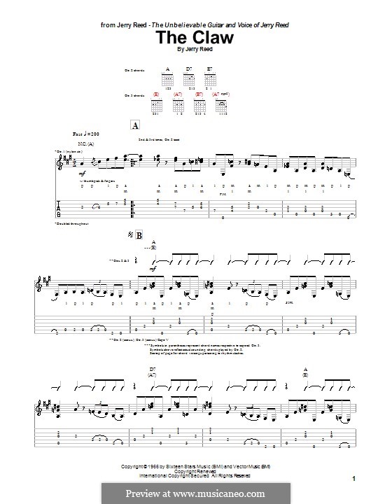 The Claw: For guitar with tab by Jerry Reed