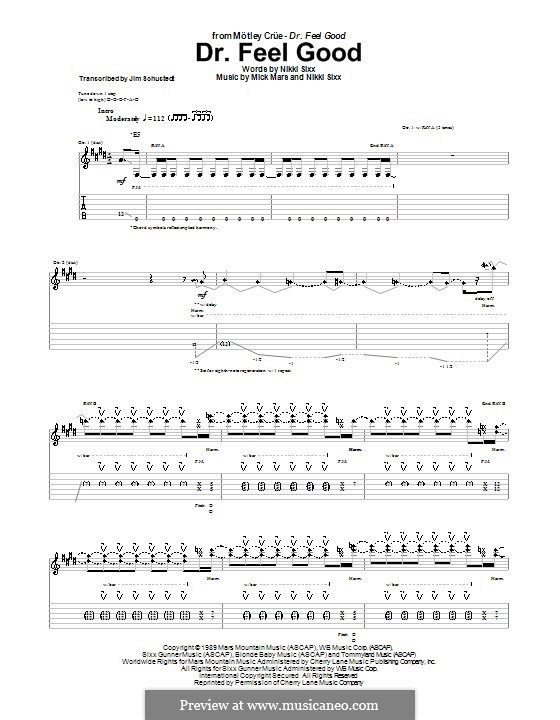 Dr. Feel Good (Motley Crue): For guitar with tab by Mick Mars, Nikki Sixx