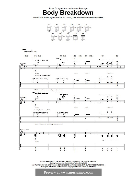 Body Breakdown (DragonForce): For guitar with tab by Herman Li, Sam Totman, Vadim Pruzhanov, ZP Theart