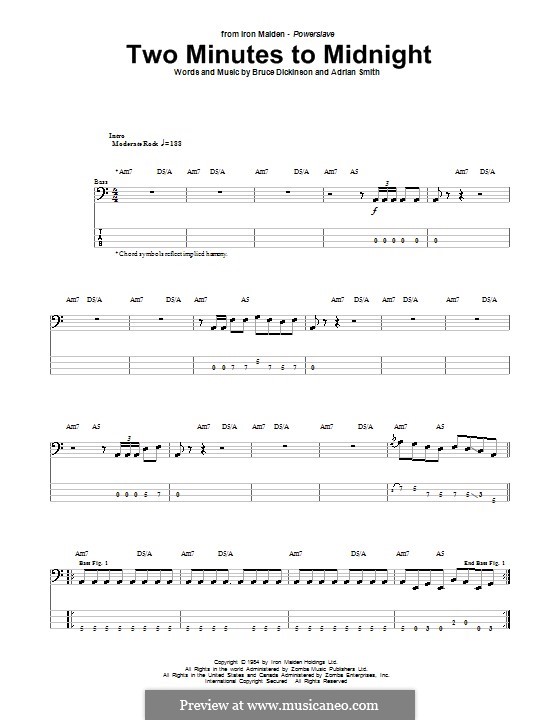Two Minutes To Midnight Iron Maiden By A Smith B Dickinson On Musicaneo Two Minutes To Midnight Iron Maiden By A Smith B Dickinson On Musicaneo