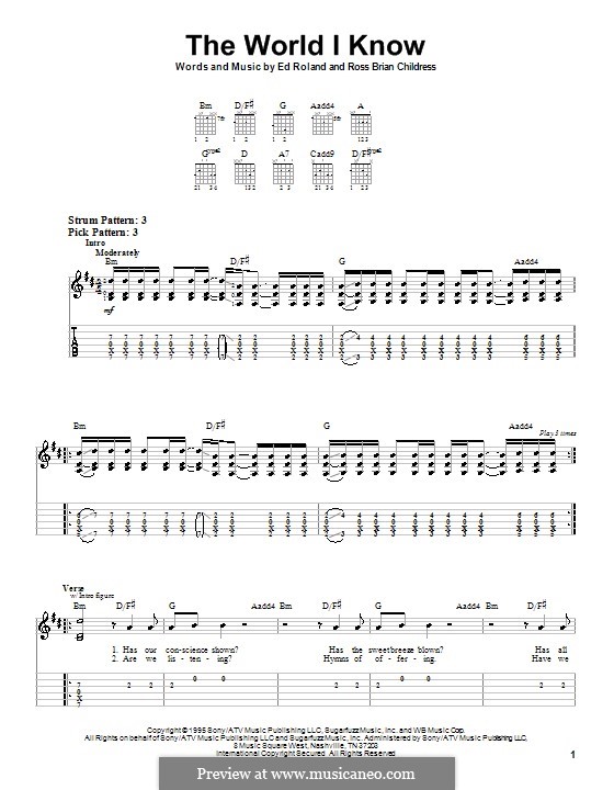 The World I Know (Collective Soul): Easy guitar tab by Ed Roland, Ross Brian Childress