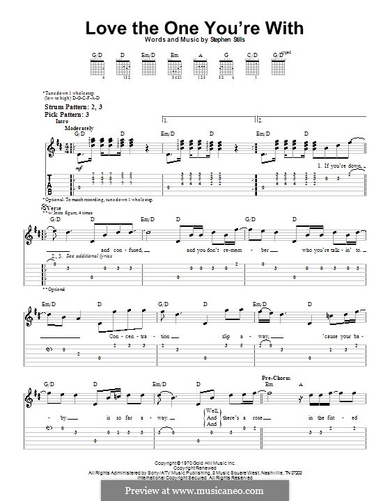 Love the One You're with (Crosby, Stills & Nash): For guitar (very easy version) by Stephen Stills