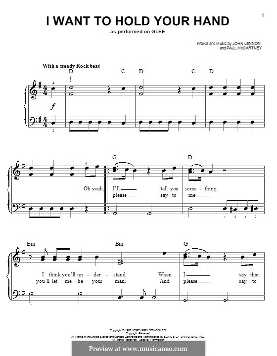 I Want to Hold Your Hand (The Beatles): For easy piano by John Lennon, Paul McCartney