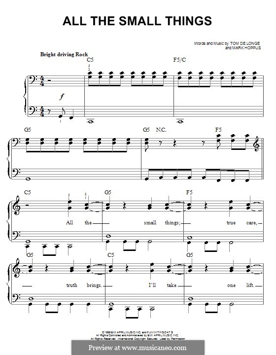 All the Small Things (Blink-182): For easy piano by Mark Hoppus, Tom DeLonge