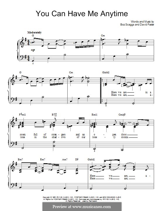 You Can Have Me Anytime: For easy piano by Boz Scaggs