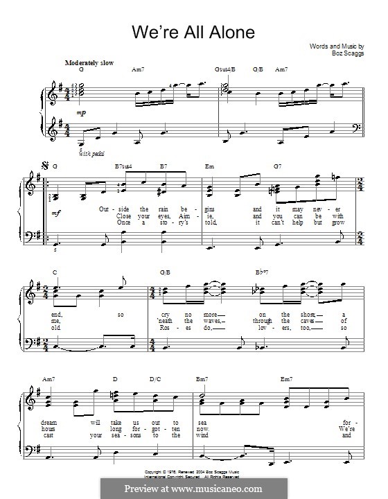 We're All Alone: For easy piano by Boz Scaggs